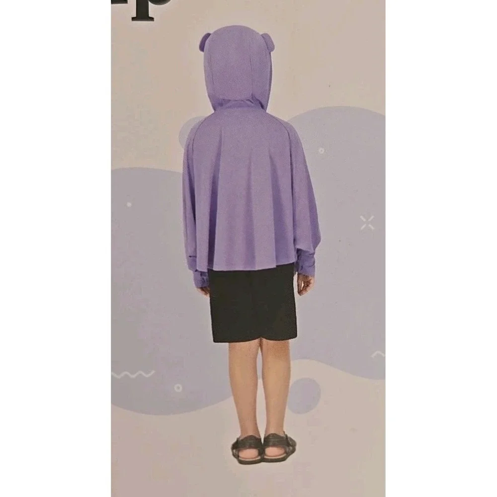 HAZEL + HARPER Swim Coverup Purple Hippo Full Zipper One Size 2T-4T UPF NEW